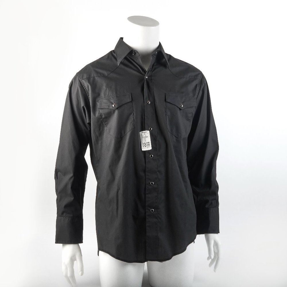 Wrangler Men's 16 x 33 Men's fitted Black Snap Western Cowboy Shirt NWT NEW!!!